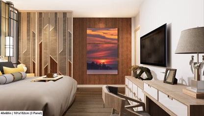 Sunset Sunrise Red Sun Clouds Dramatic Canvas Acrylic Brushed Metal Photo Print Spectacular Wall Art