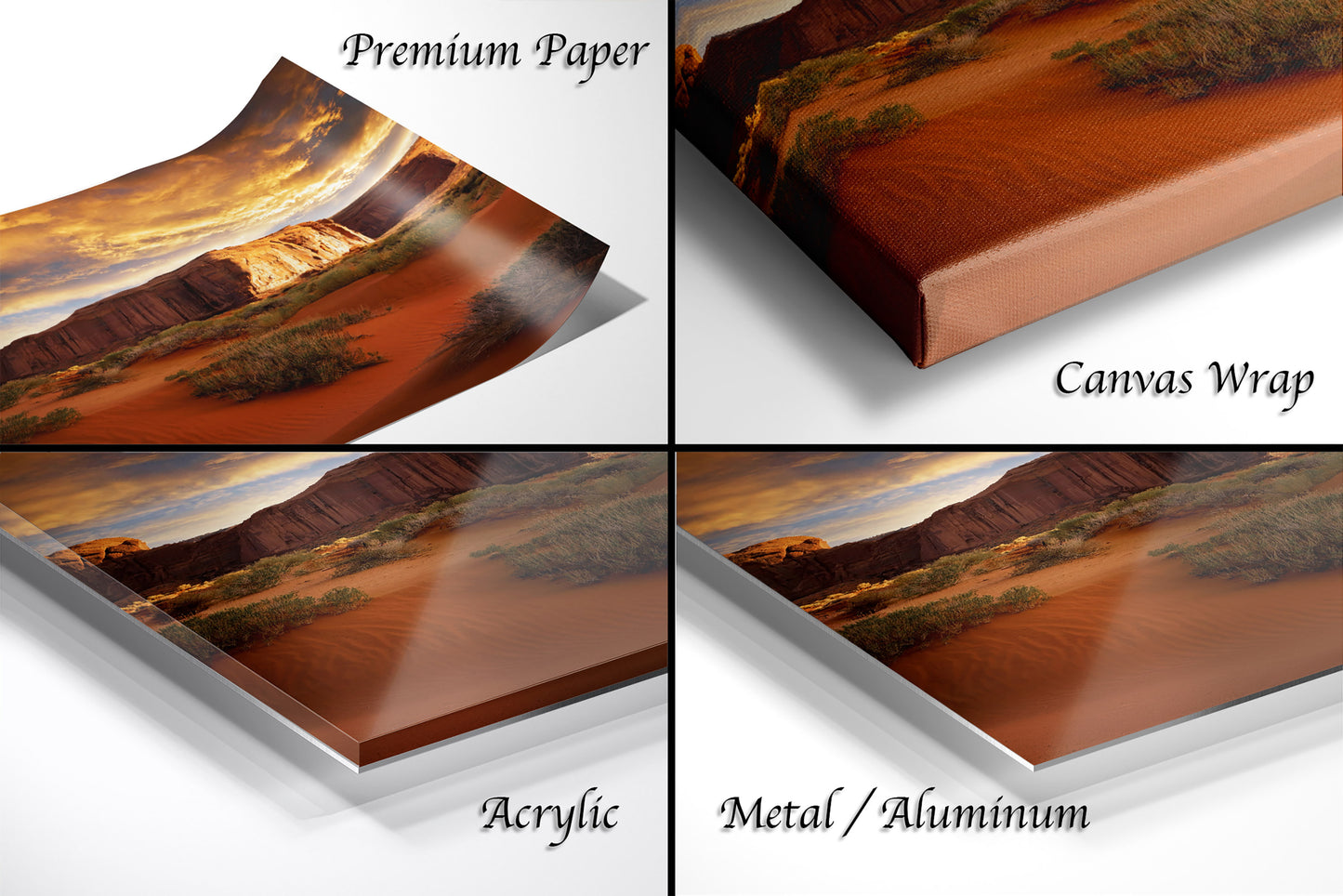 Monument Valley Art - Red Rocks Desert Landscape Sunset Print, Southwest Native Style Wall Decor Gift for Home