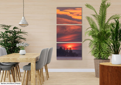 Sunset Sunrise Red Sun Clouds Dramatic Canvas Acrylic Brushed Metal Photo Print Spectacular Wall Art