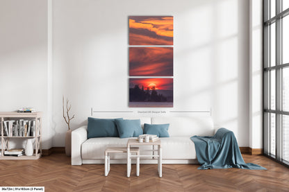 Sunset Sunrise Red Sun Clouds Dramatic Canvas Acrylic Brushed Metal Photo Print Spectacular Wall Art