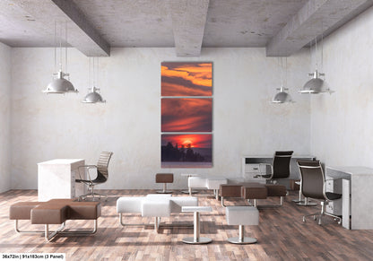 Sunset Sunrise Red Sun Clouds Dramatic Canvas Acrylic Brushed Metal Photo Print Spectacular Wall Art