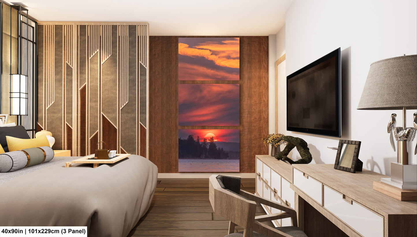 Sunset Sunrise Red Sun Clouds Dramatic Canvas Acrylic Brushed Metal Photo Print Spectacular Wall Art