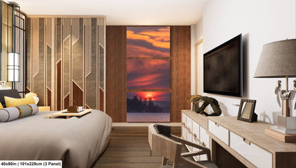 Sunset Sunrise Red Sun Clouds Dramatic Canvas Acrylic Brushed Metal Photo Print Spectacular Wall Art