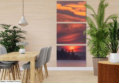 Sunset Sunrise Red Sun Clouds Dramatic Canvas Acrylic Brushed Metal Photo Print Spectacular Wall Art