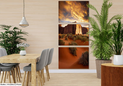 Monument Valley Art - Red Rocks Desert Landscape Sunset Print, Southwest Native Style Wall Decor Gift for Home