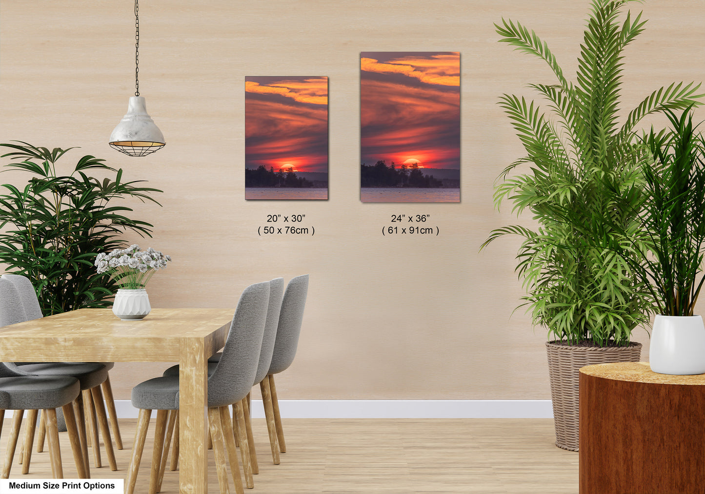 Sunset Sunrise Red Sun Clouds Dramatic Canvas Acrylic Brushed Metal Photo Print Spectacular Wall Art