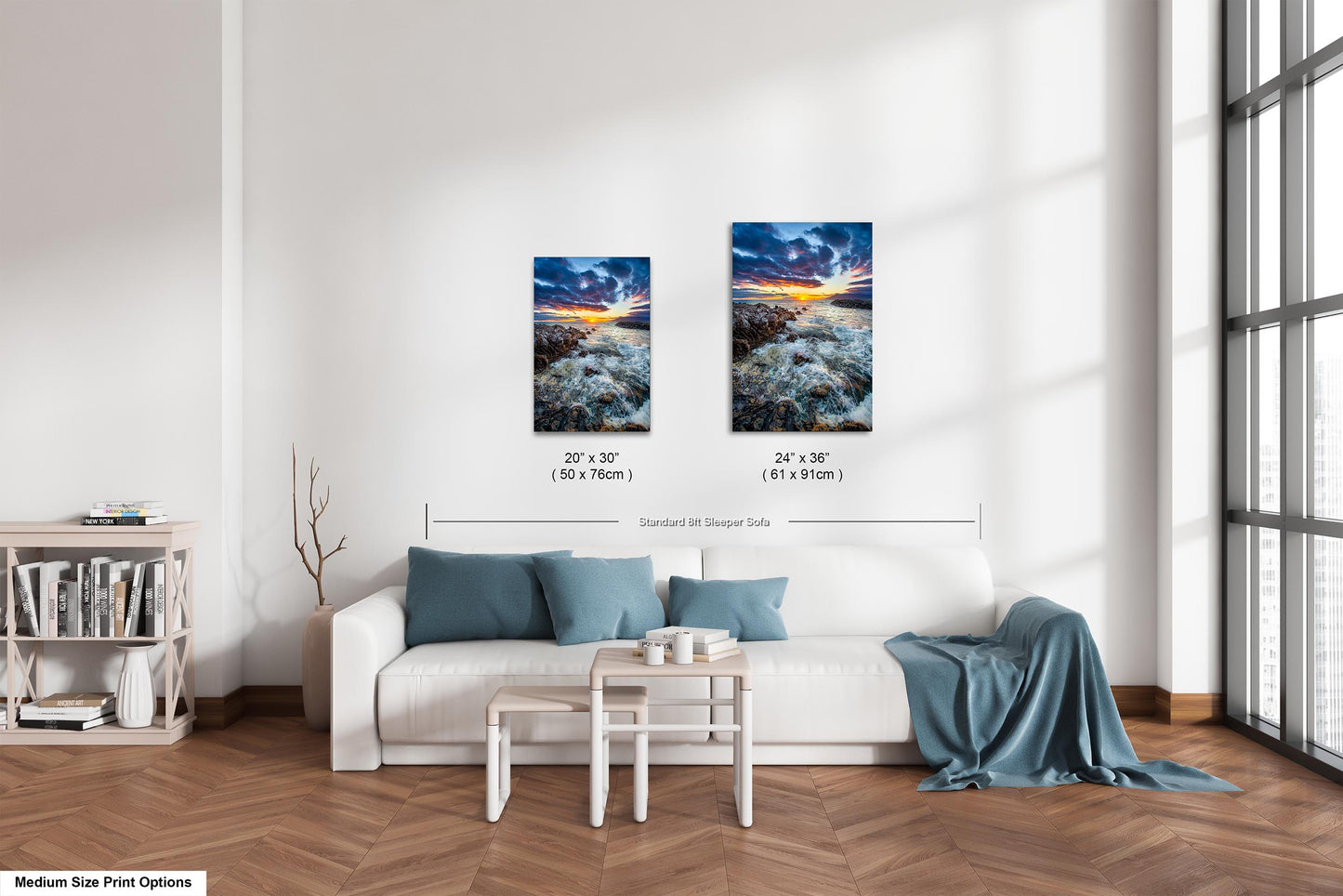 Vibrant Maui Sunset Photography Print – Dramatic Ocean Waves & Rocky Shoreline Wall Art