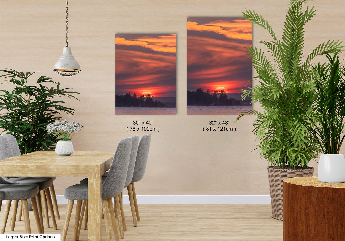 Sunset Sunrise Red Sun Clouds Dramatic Canvas Acrylic Brushed Metal Photo Print Spectacular Wall Art
