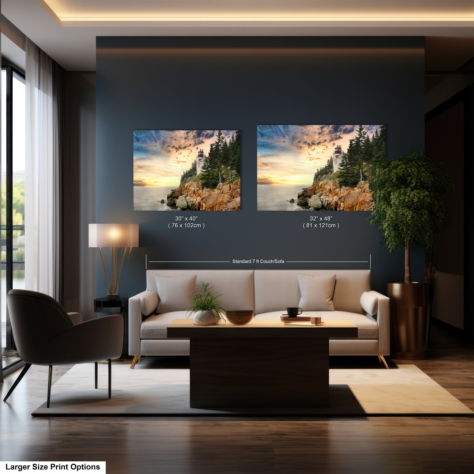 a living room filled with furniture and a painting on the wall