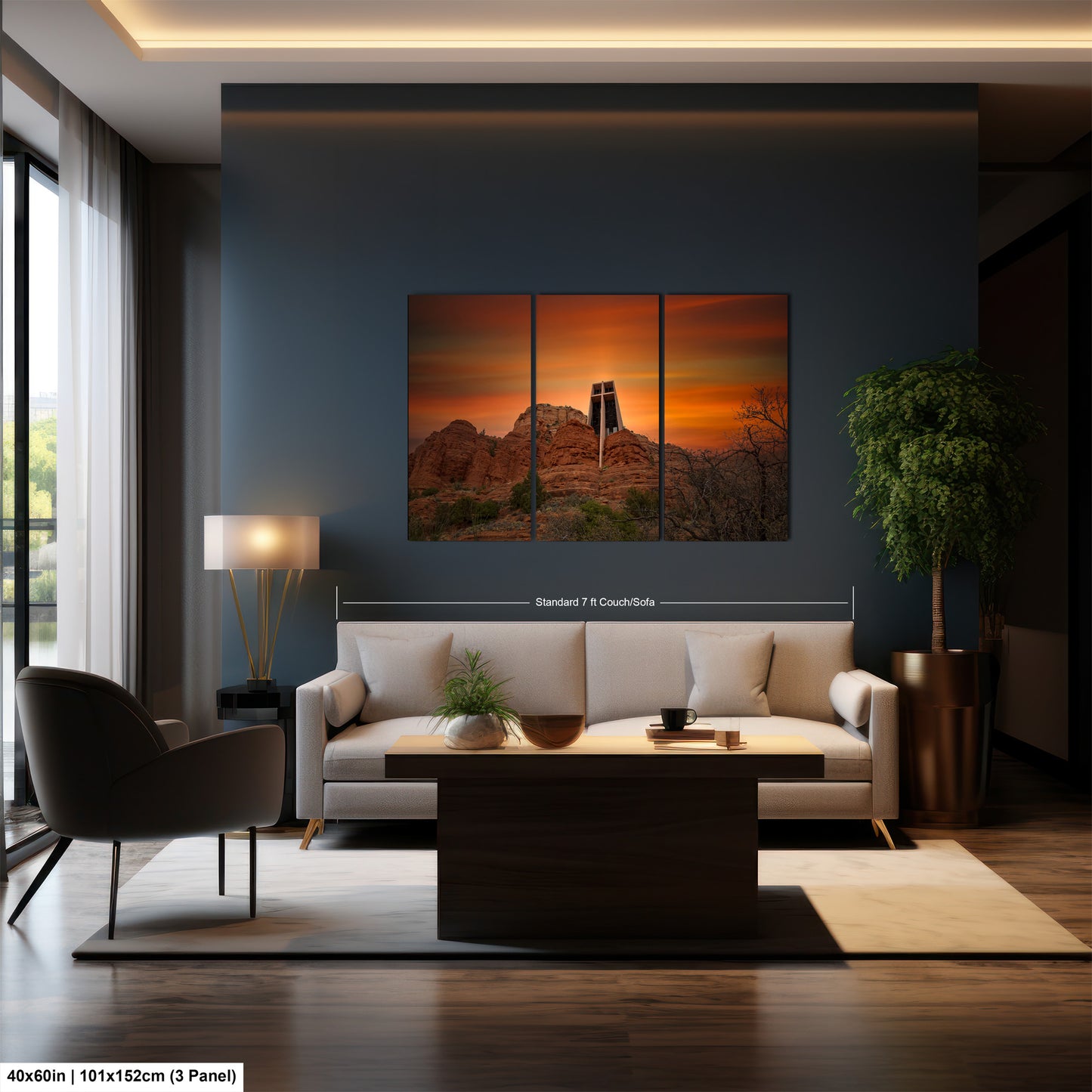 a living room filled with furniture and a painting on the wall