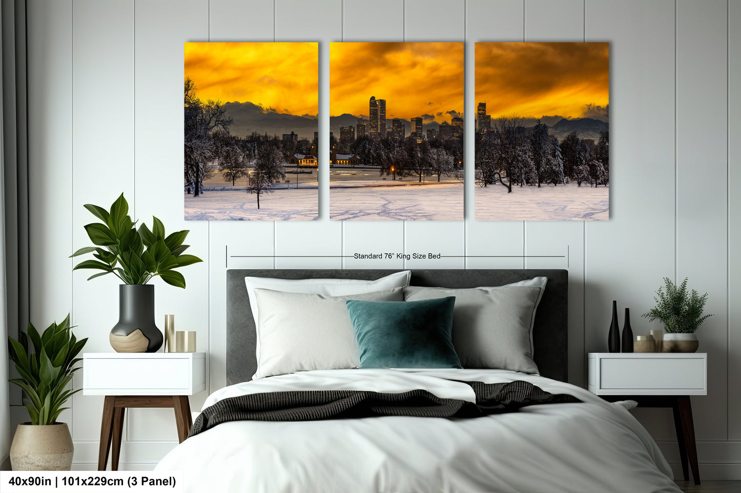 a bedroom scene with focus on the bed