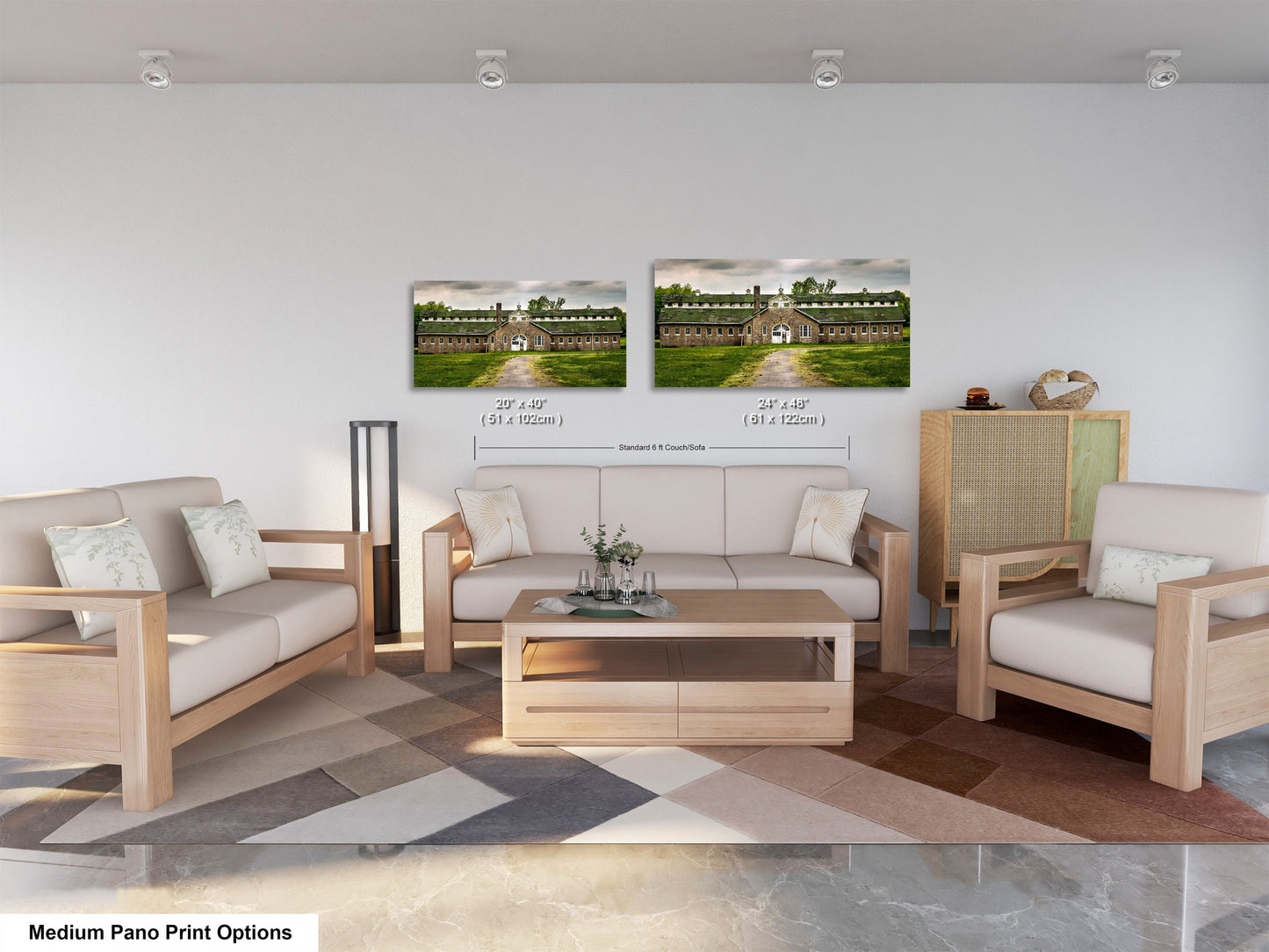 a living room with two couches and a coffee table