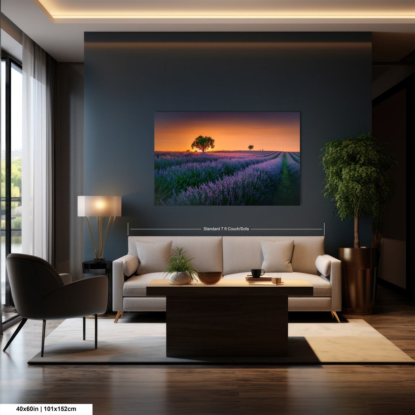 a living room with a couch and a table