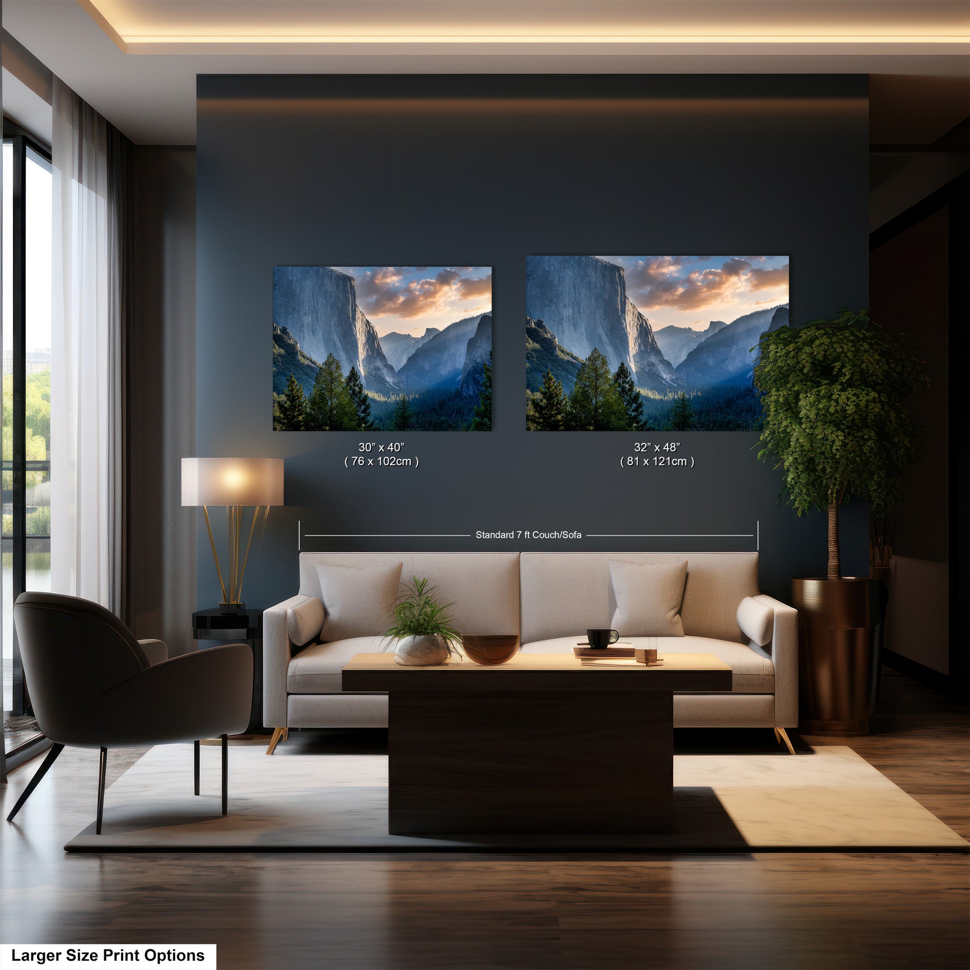 a living room filled with furniture and a painting on the wall