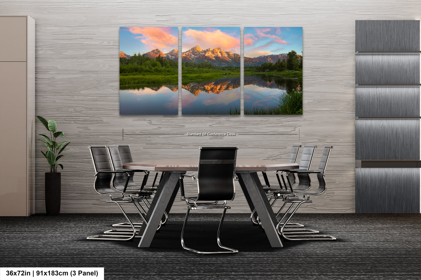 a dining room with a table and chairs