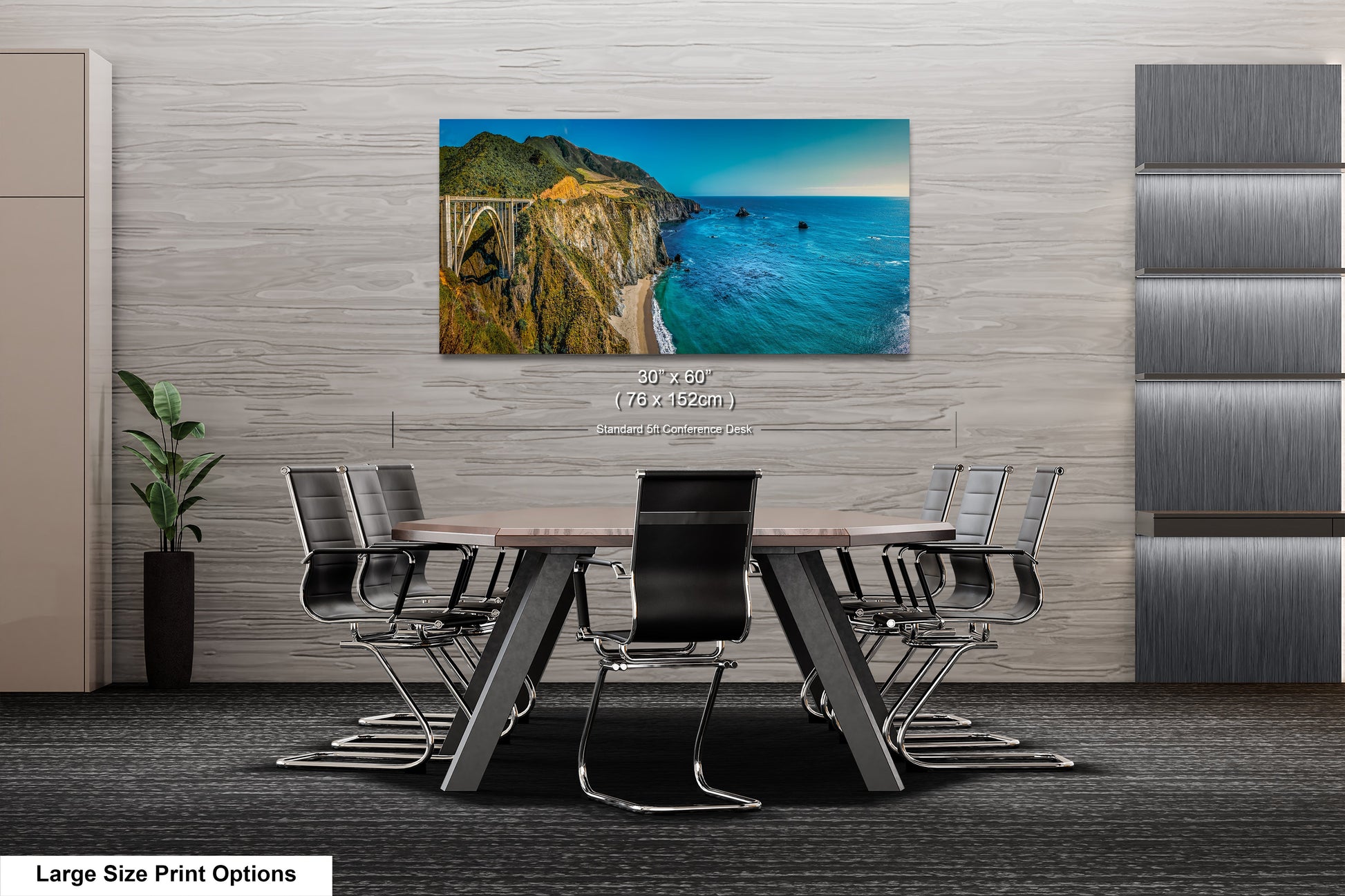 a dining room table with chairs and a painting on the wall