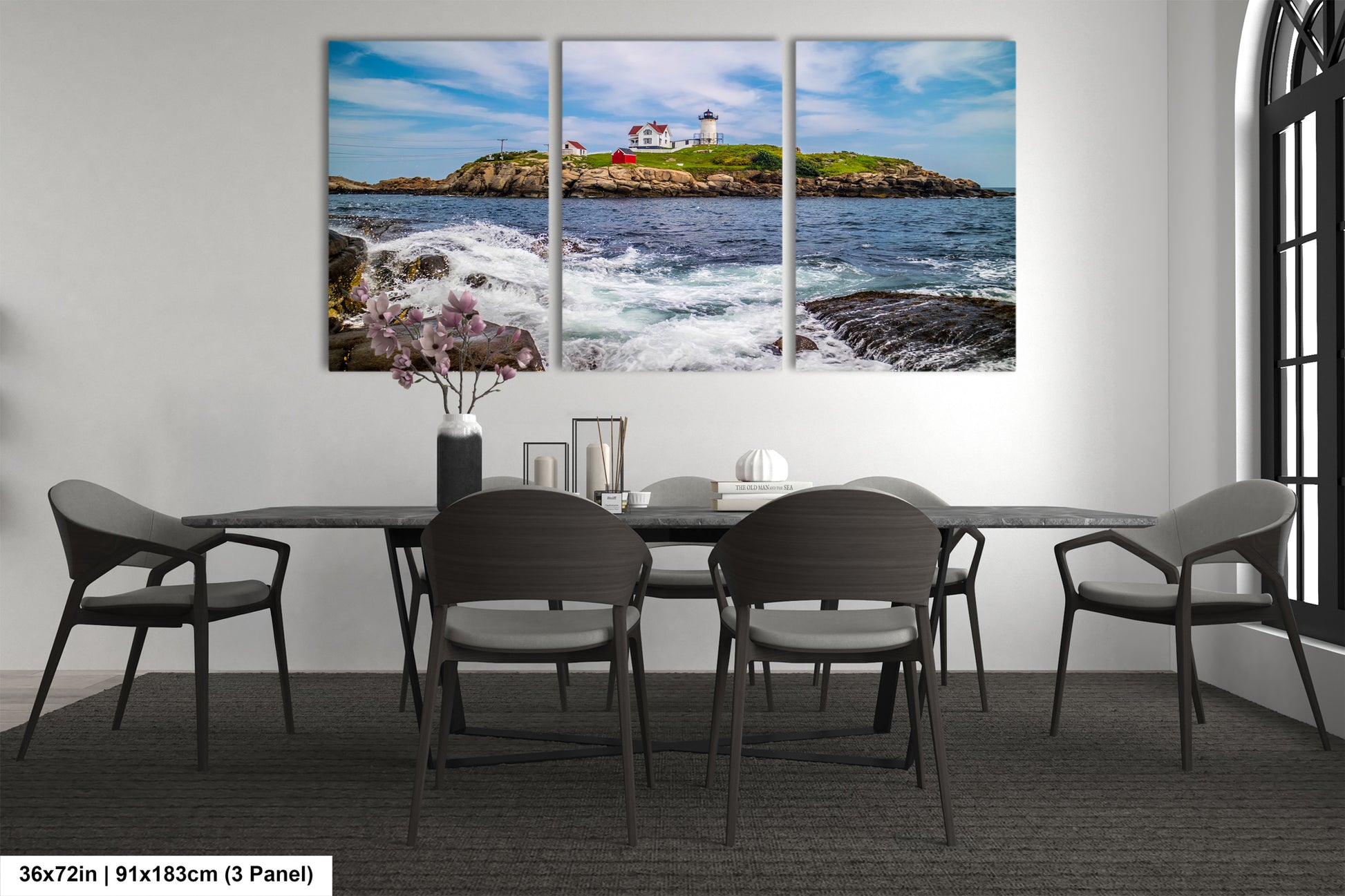 a dining room with a table and chairs