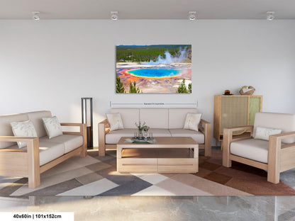 a living room filled with furniture and a painting on the wall