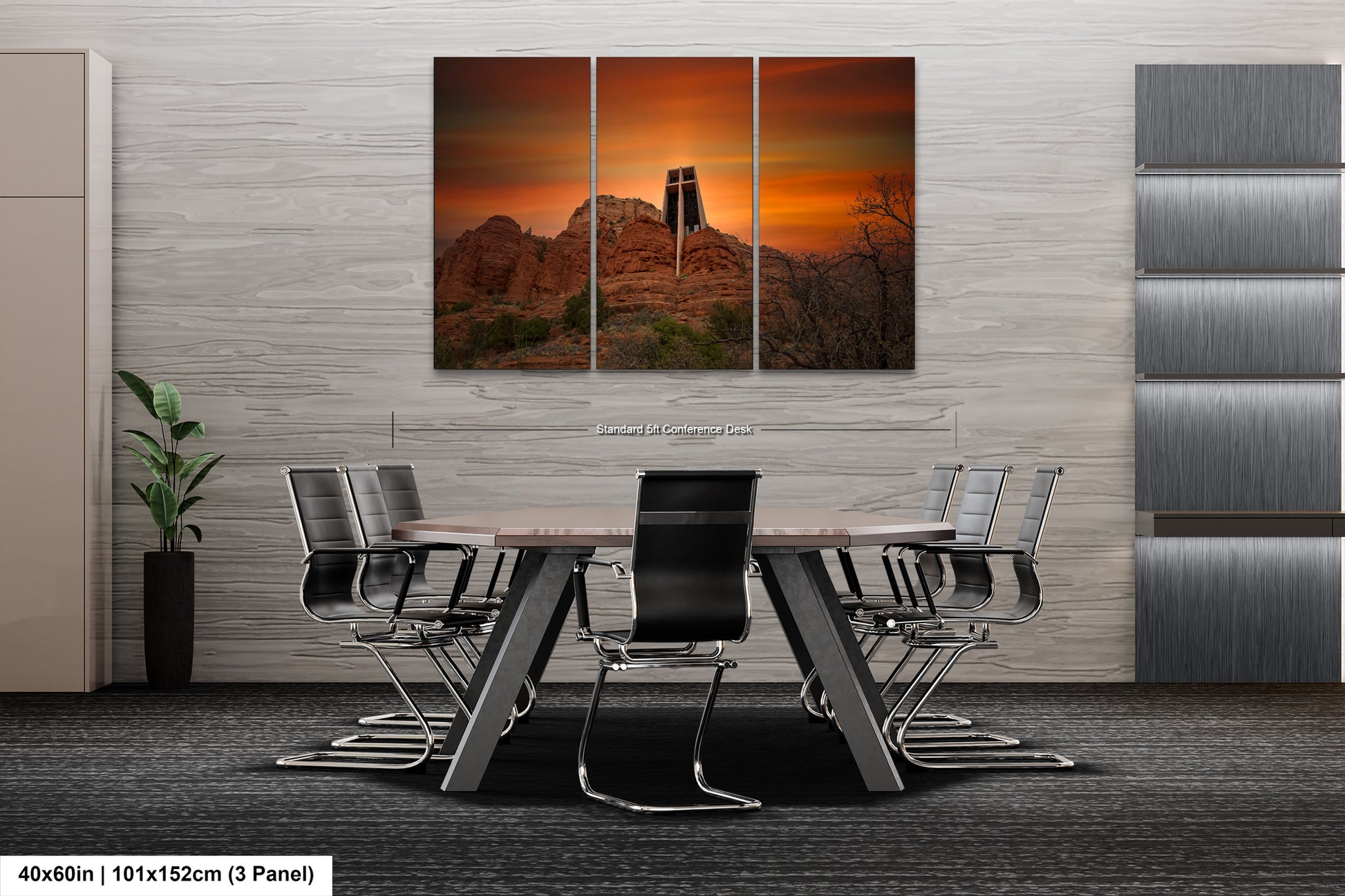 a dining room table with chairs and a painting on the wall