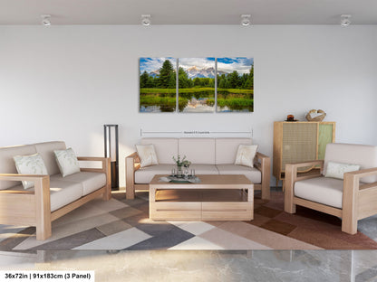 a living room filled with furniture and a painting on the wall