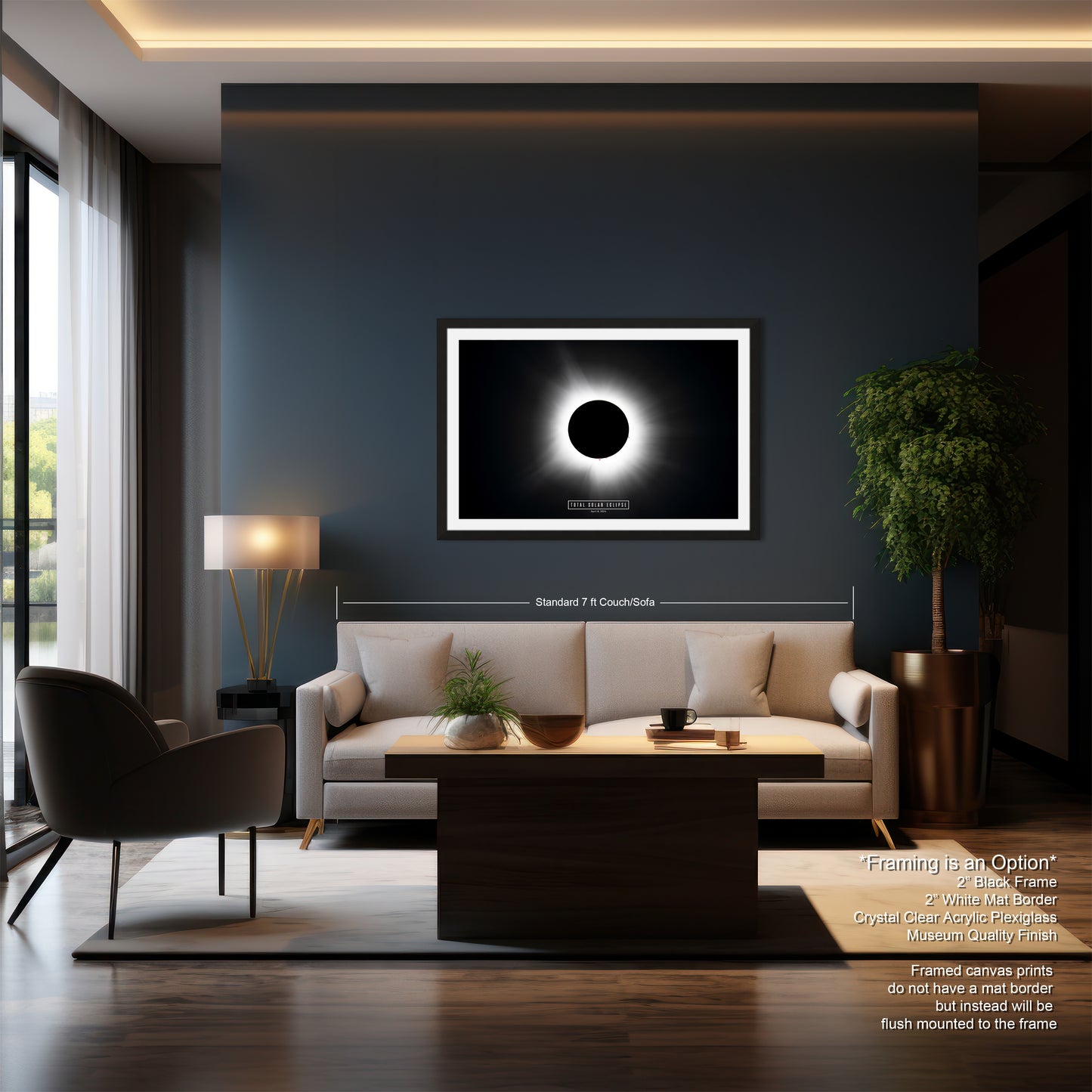 a living room filled with furniture and a painting on the wall