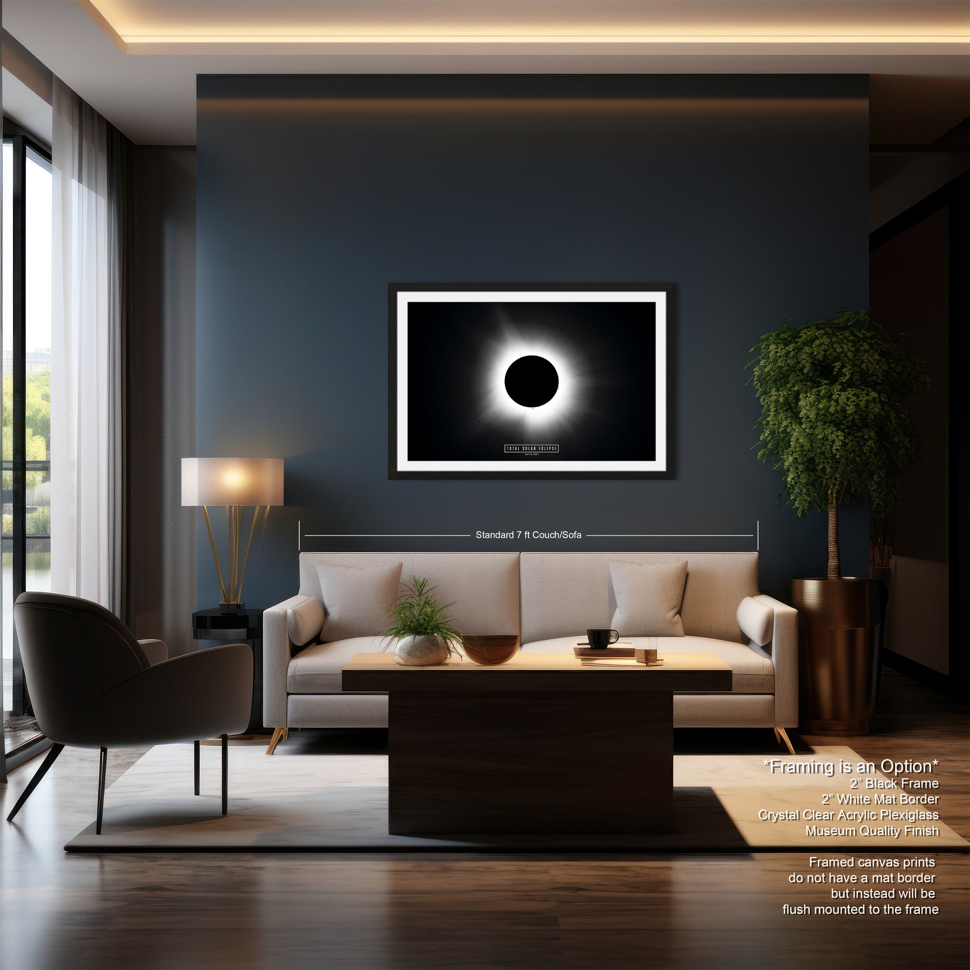 a living room filled with furniture and a painting on the wall