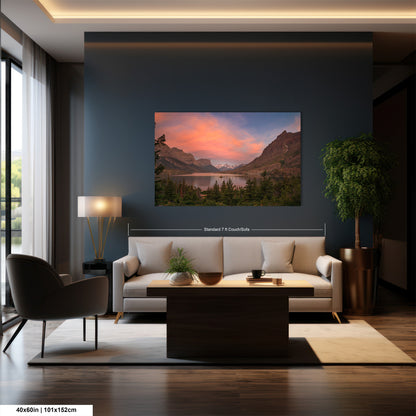 a living room filled with furniture and a painting on the wall