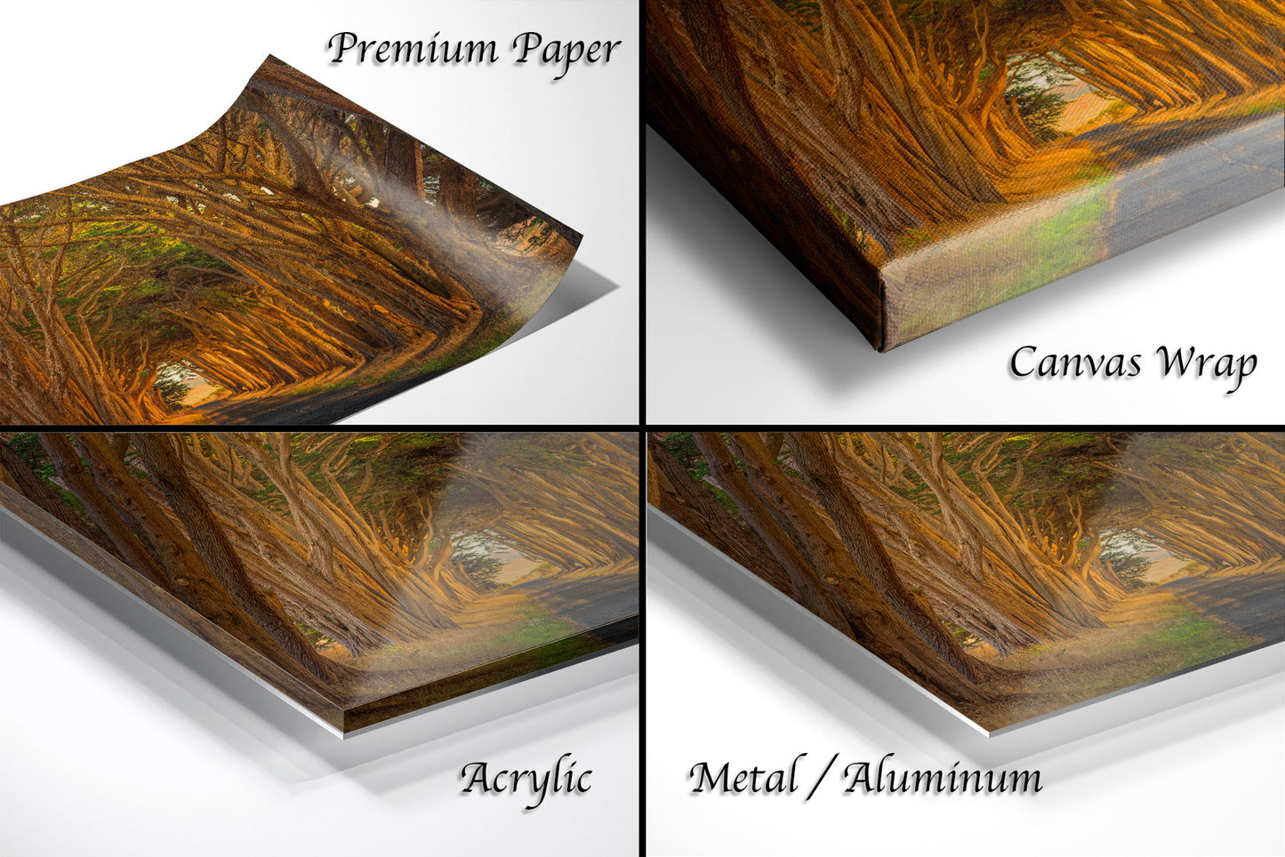 a series of four images showing different stages of painting