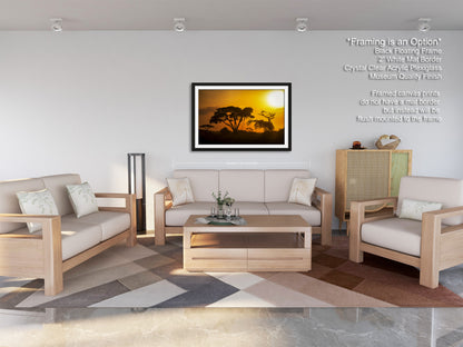 a living room filled with furniture and a painting on the wall