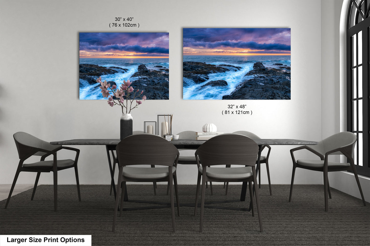 a dining room with a table and chairs