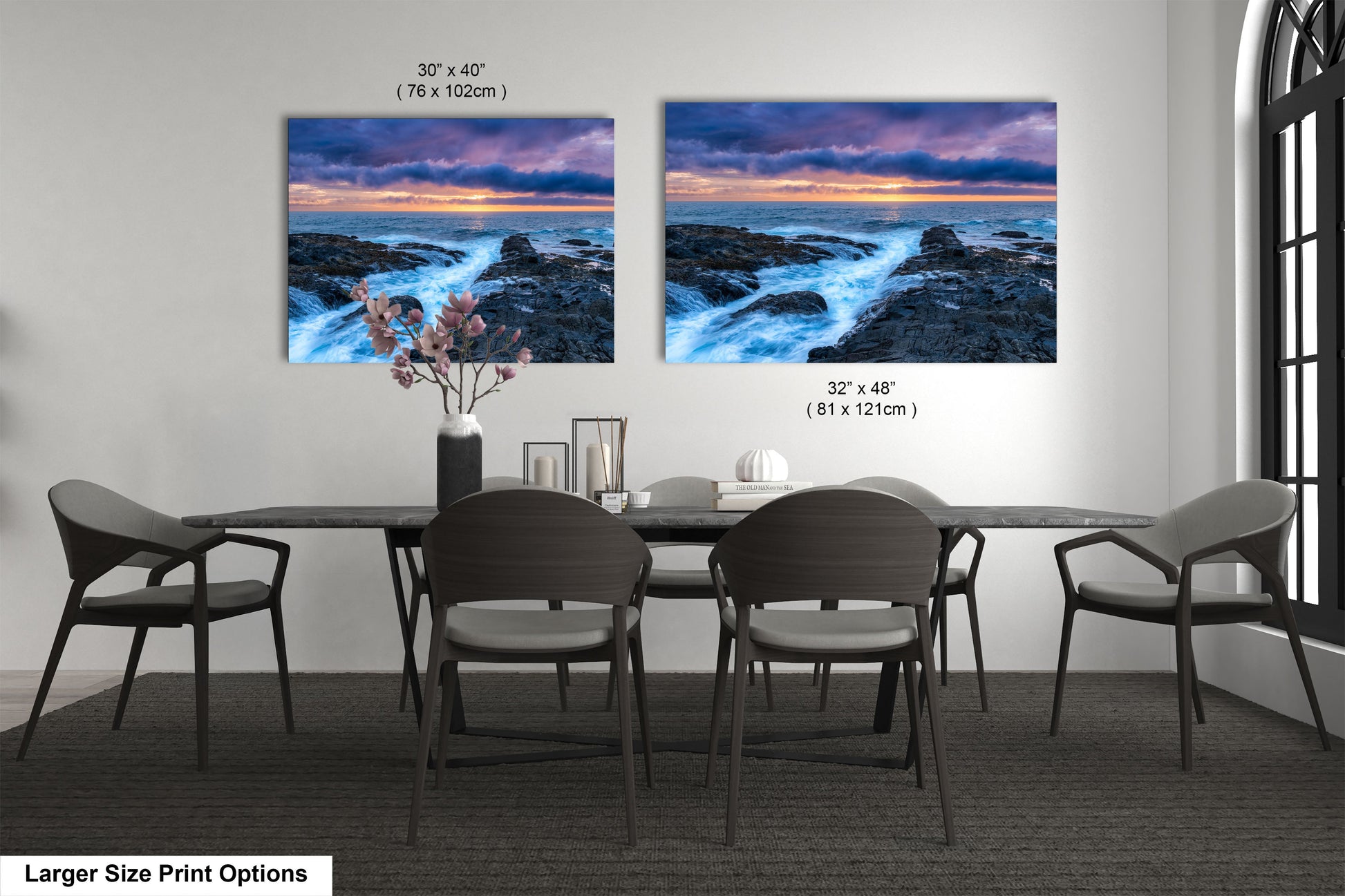 a dining room with a table and chairs