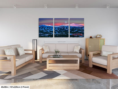 a living room filled with furniture and a painting on the wall