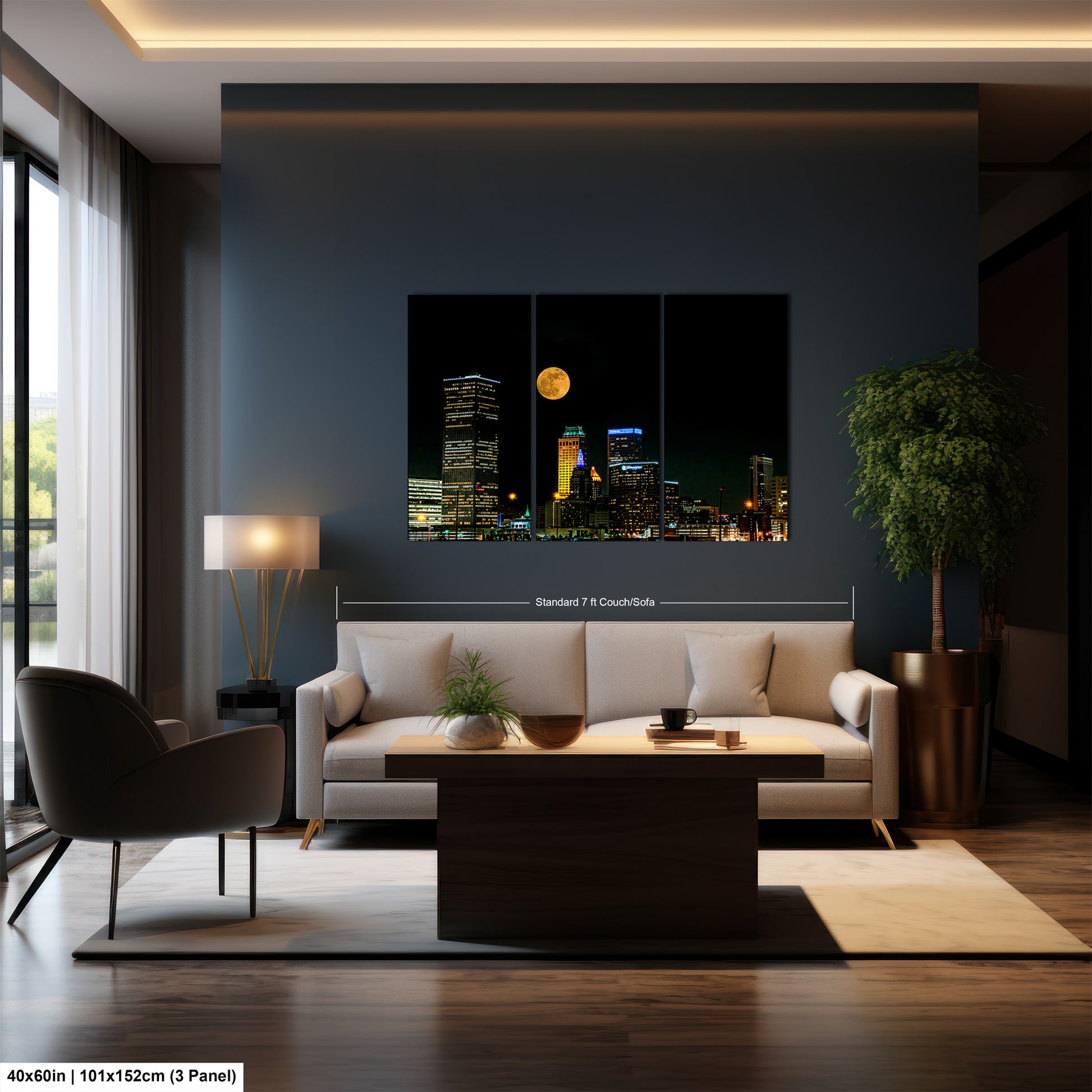 a living room filled with furniture and a large window
