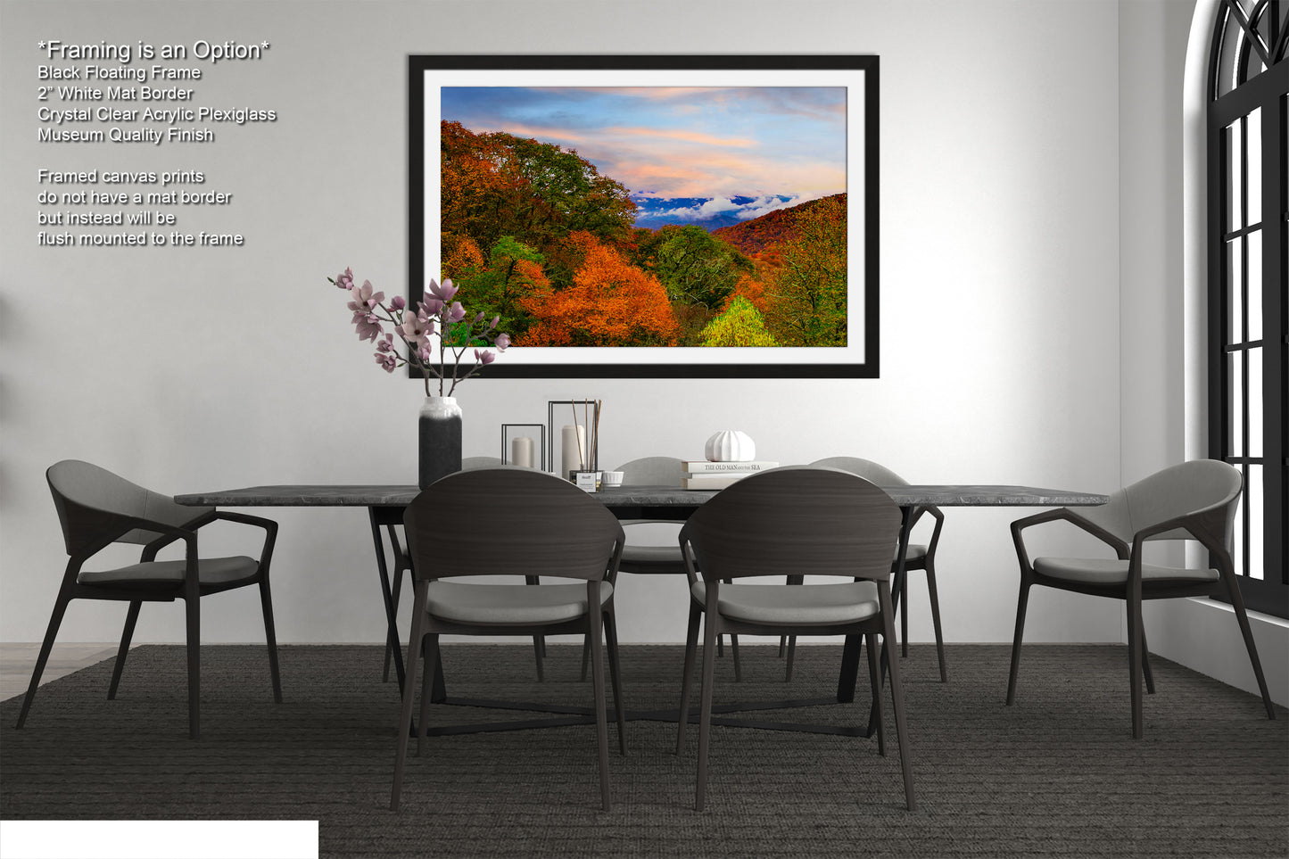 a picture of a dining room with a table and chairs