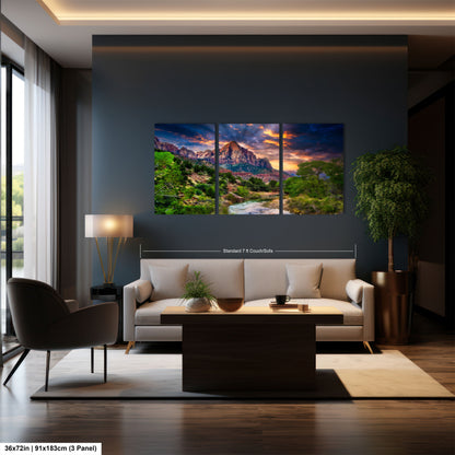 a living room filled with furniture and a painting on the wall