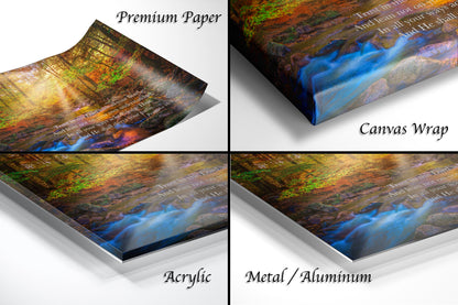 a series of four images of a waterfall