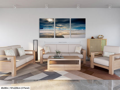 a living room filled with furniture and a painting on the wall