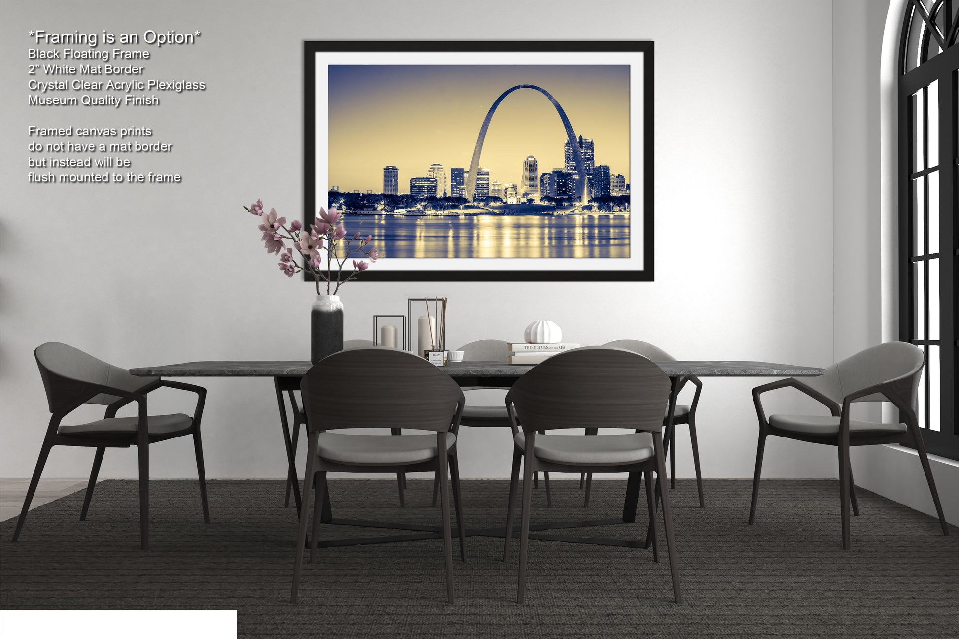 a picture of a dining room with a table and chairs