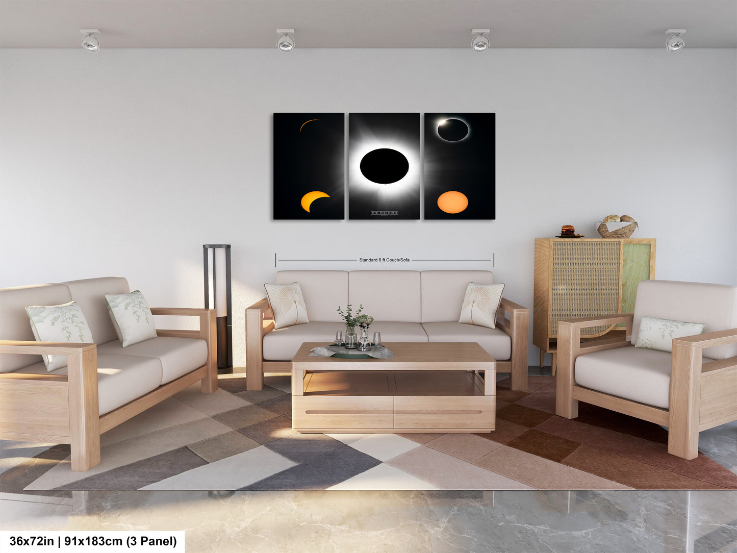 a living room filled with furniture and a painting on the wall