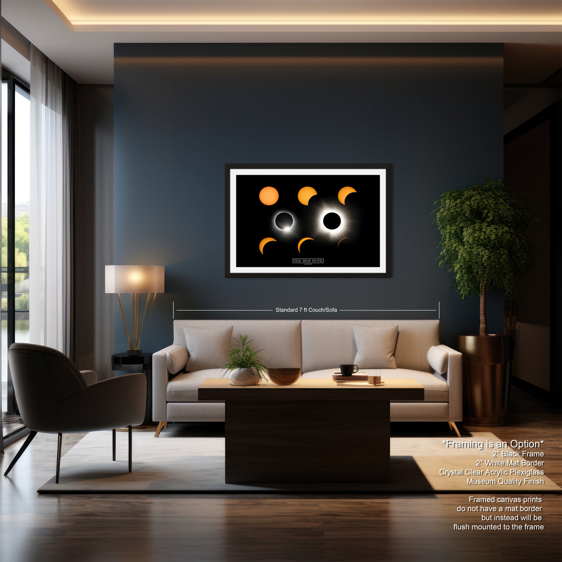 a living room with a couch a chair and a painting on the wall