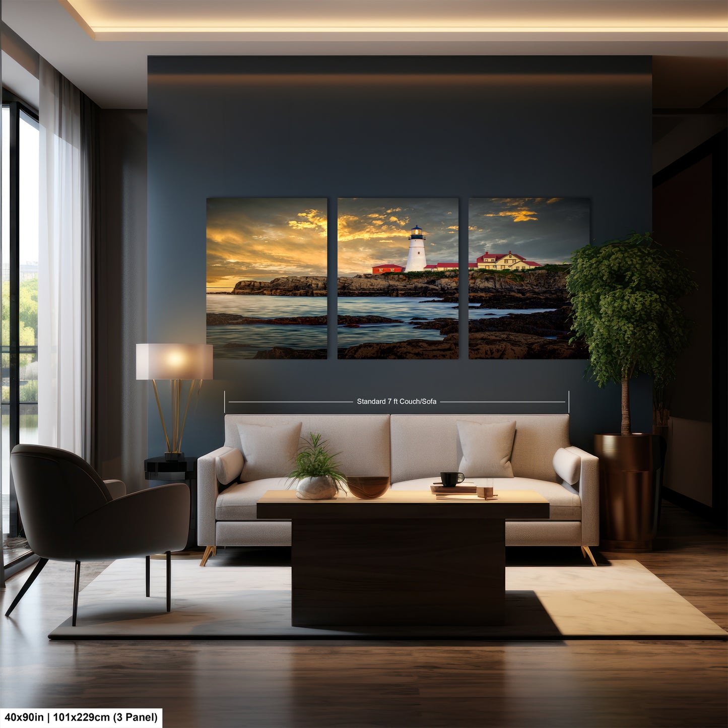 a living room filled with furniture and a painting on the wall