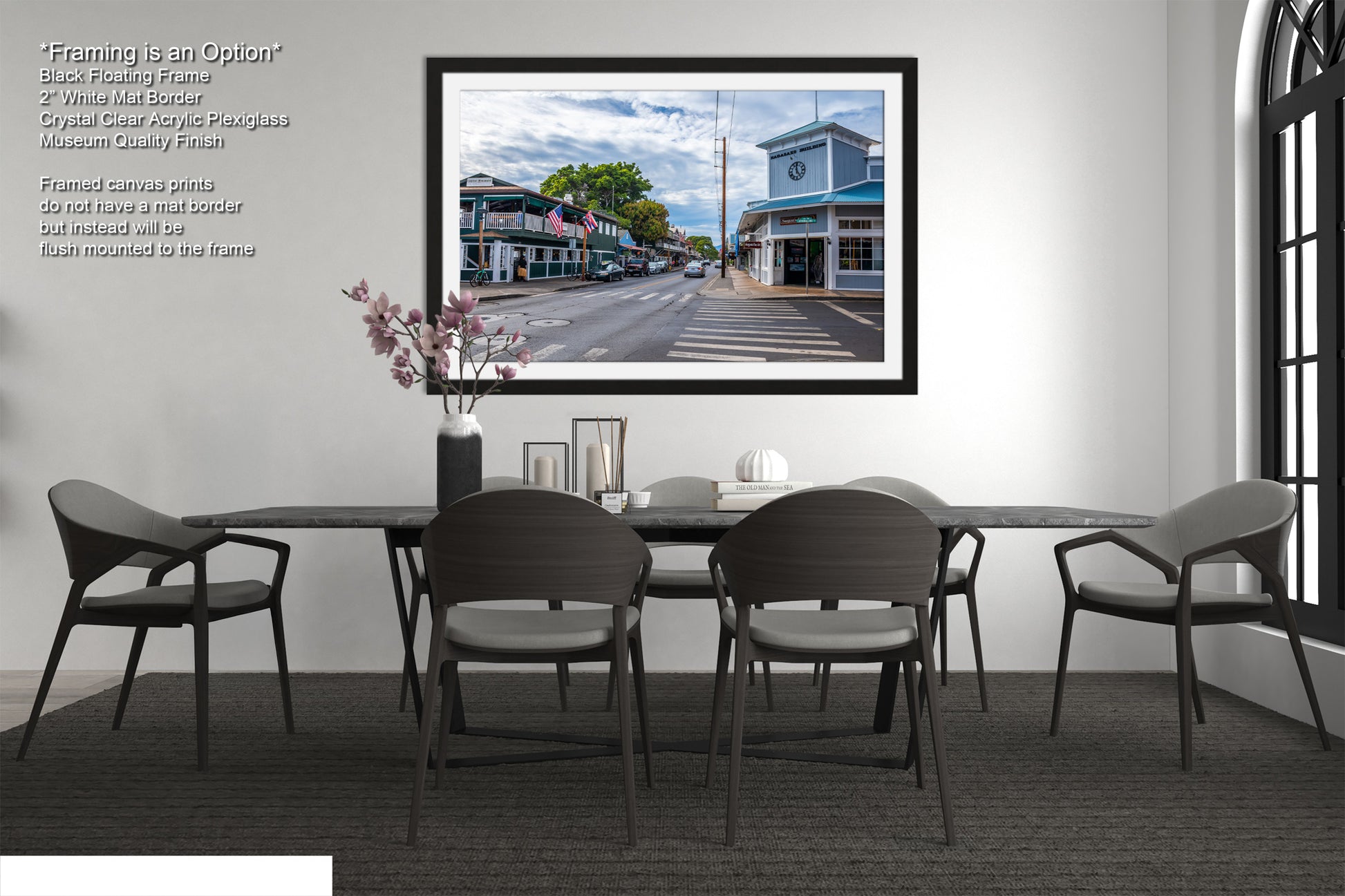a picture of a dining room with a table and chairs