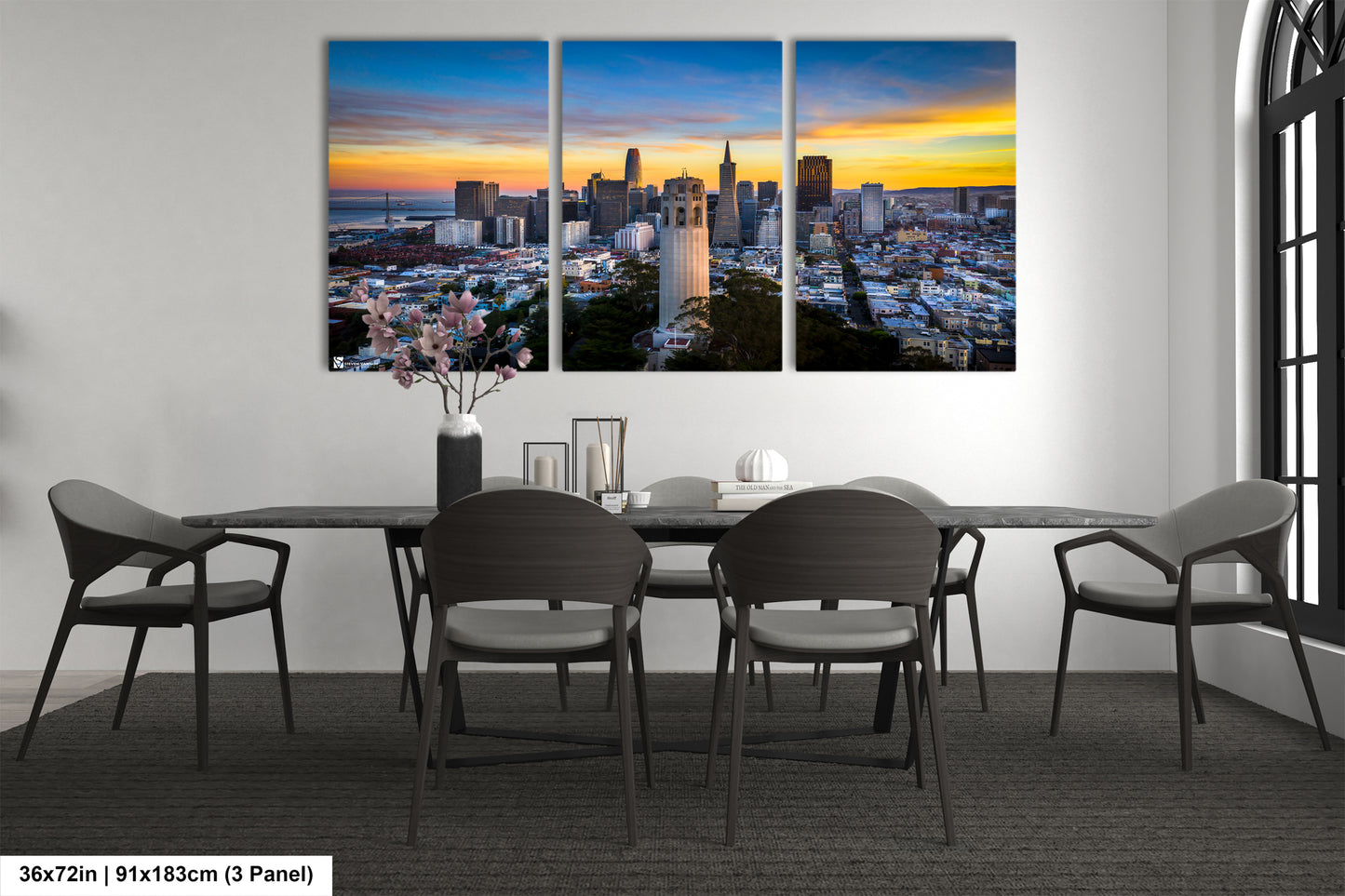 a dining room with a table and chairs