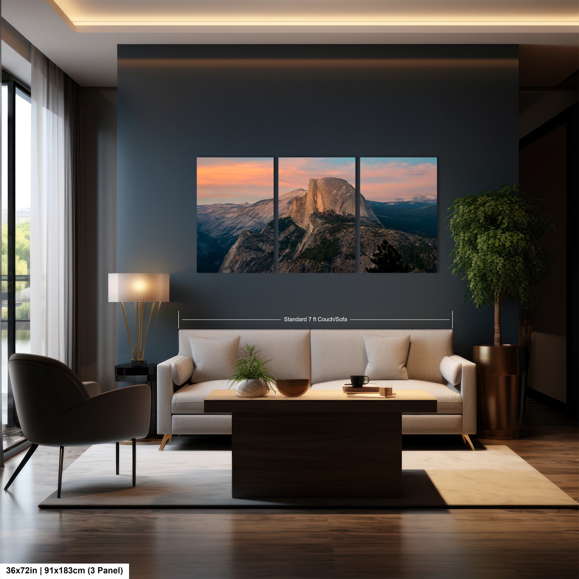a living room filled with furniture and a painting on the wall