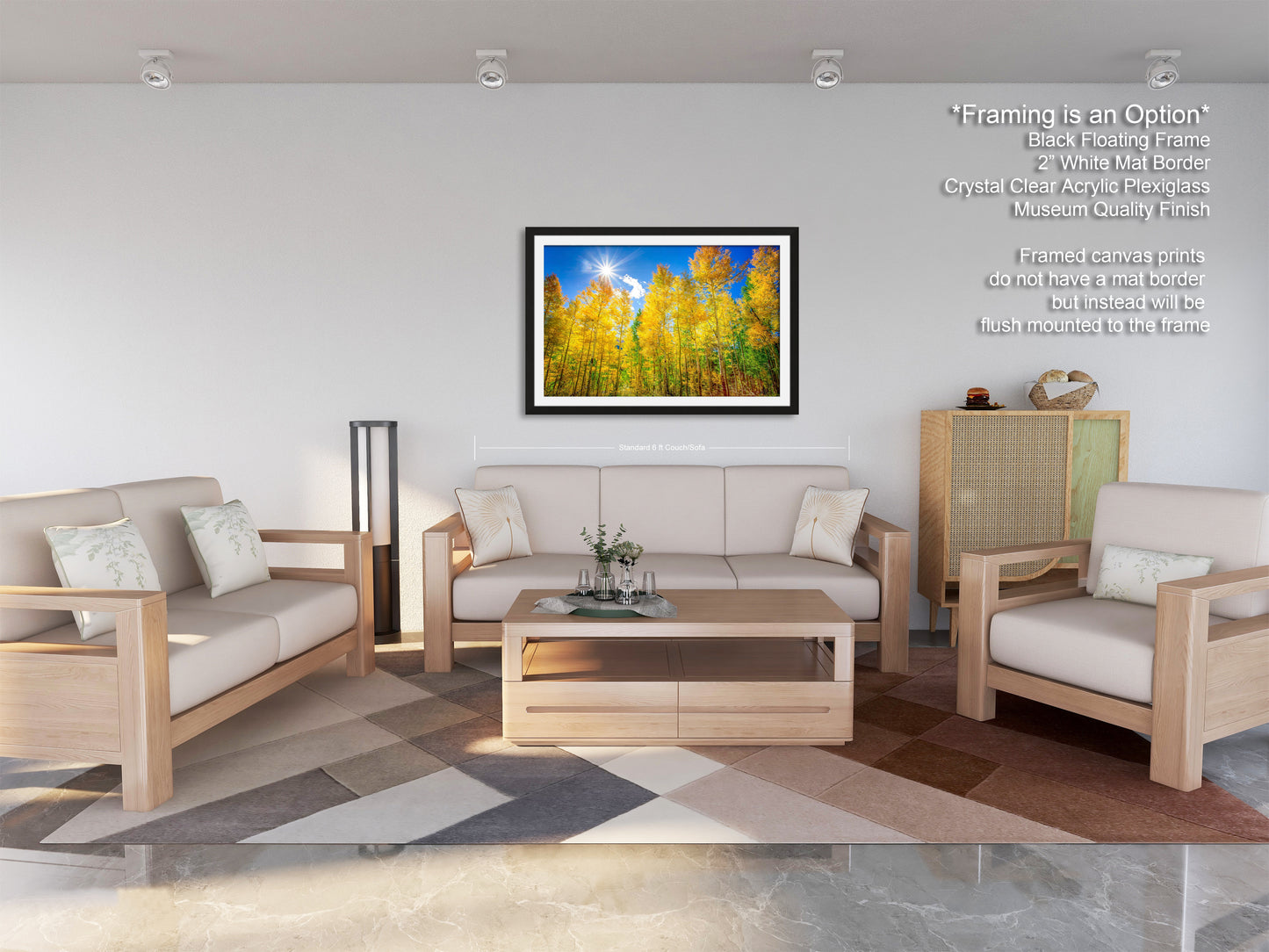 a living room filled with furniture and a painting on the wall