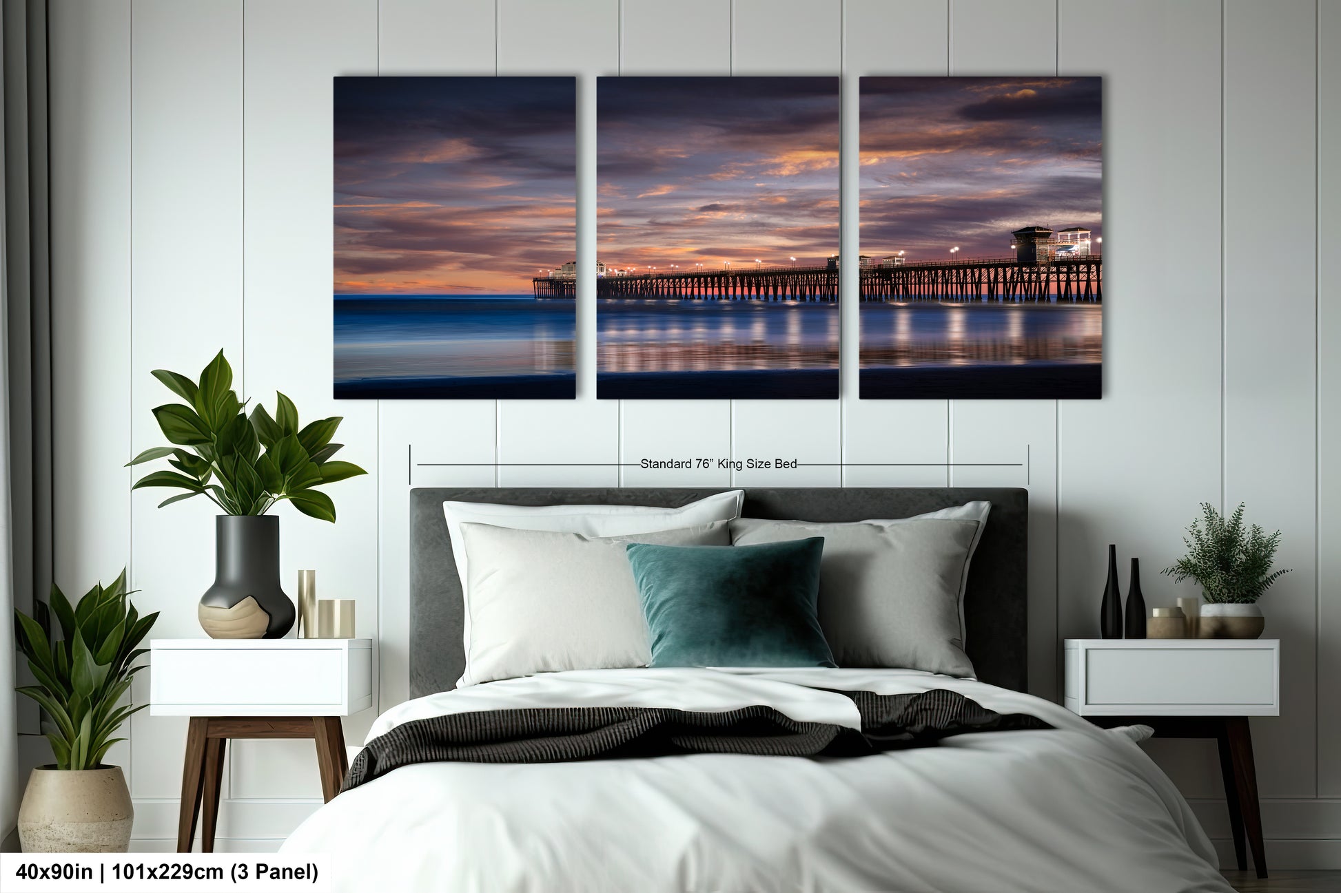 a bedroom scene with focus on the bed