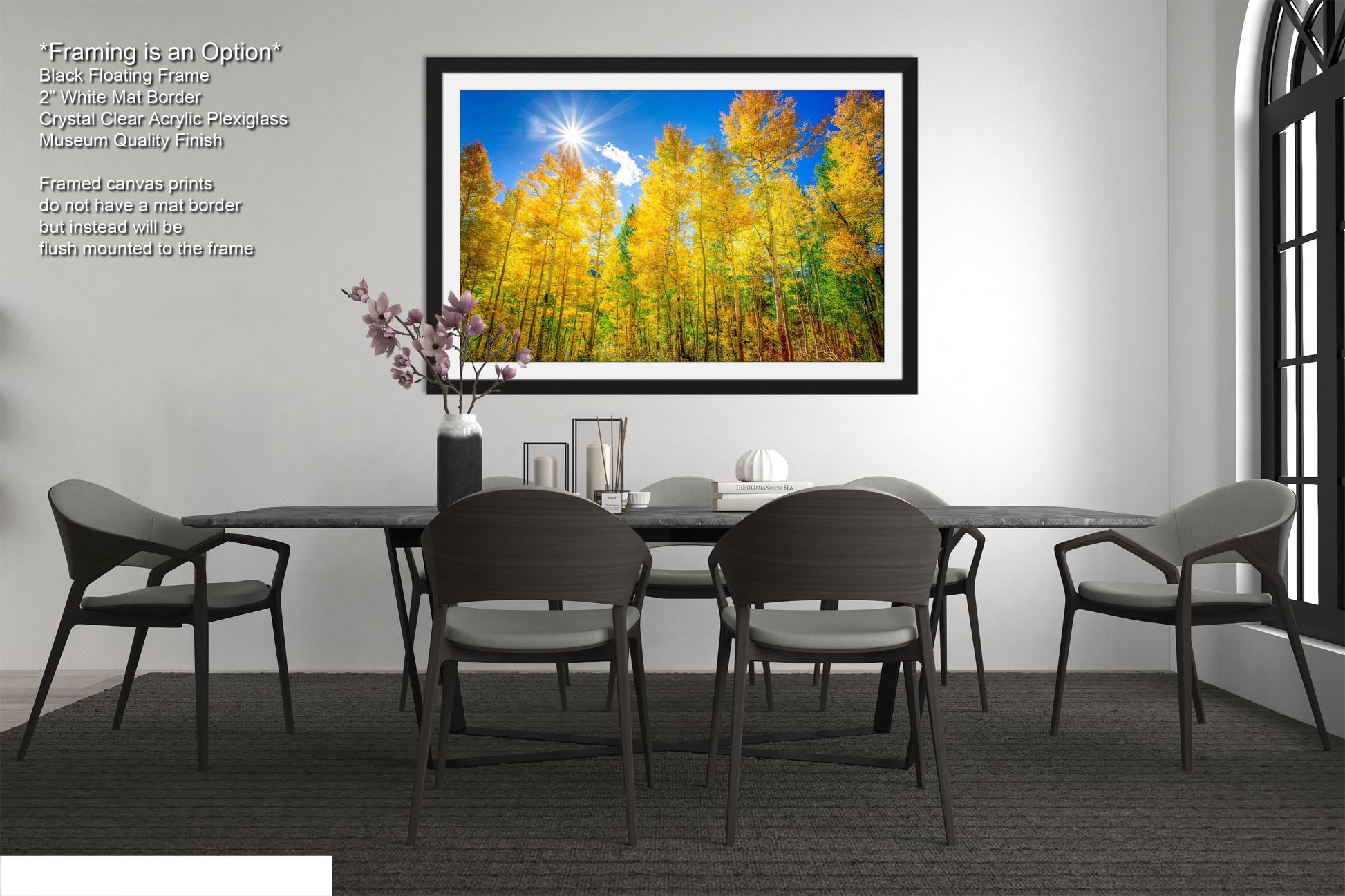 a picture of a dining room with a table and chairs