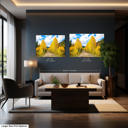 a living room filled with furniture and a painting on the wall