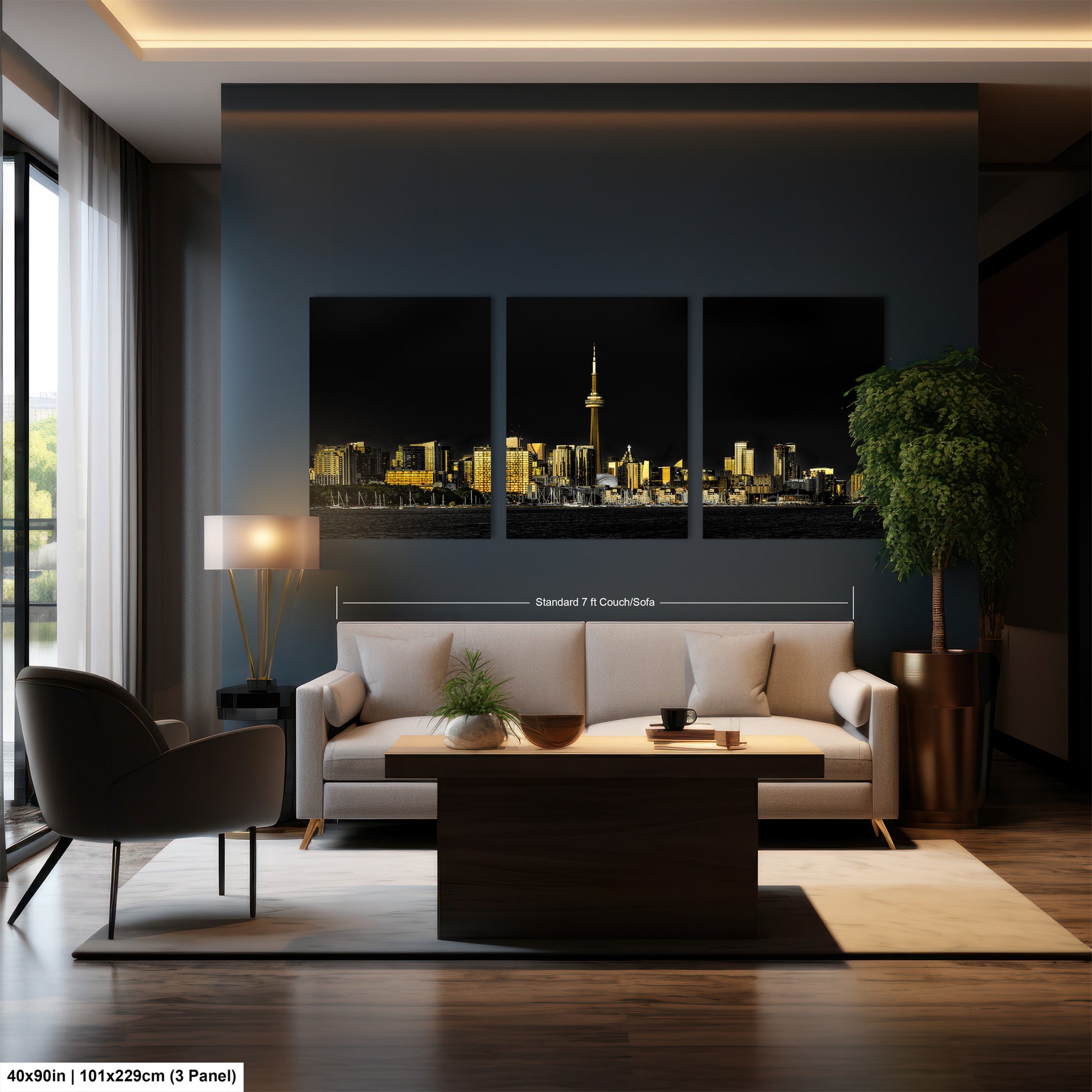 a living room filled with furniture and a large window