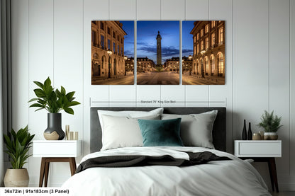 a bedroom scene with focus on the bed